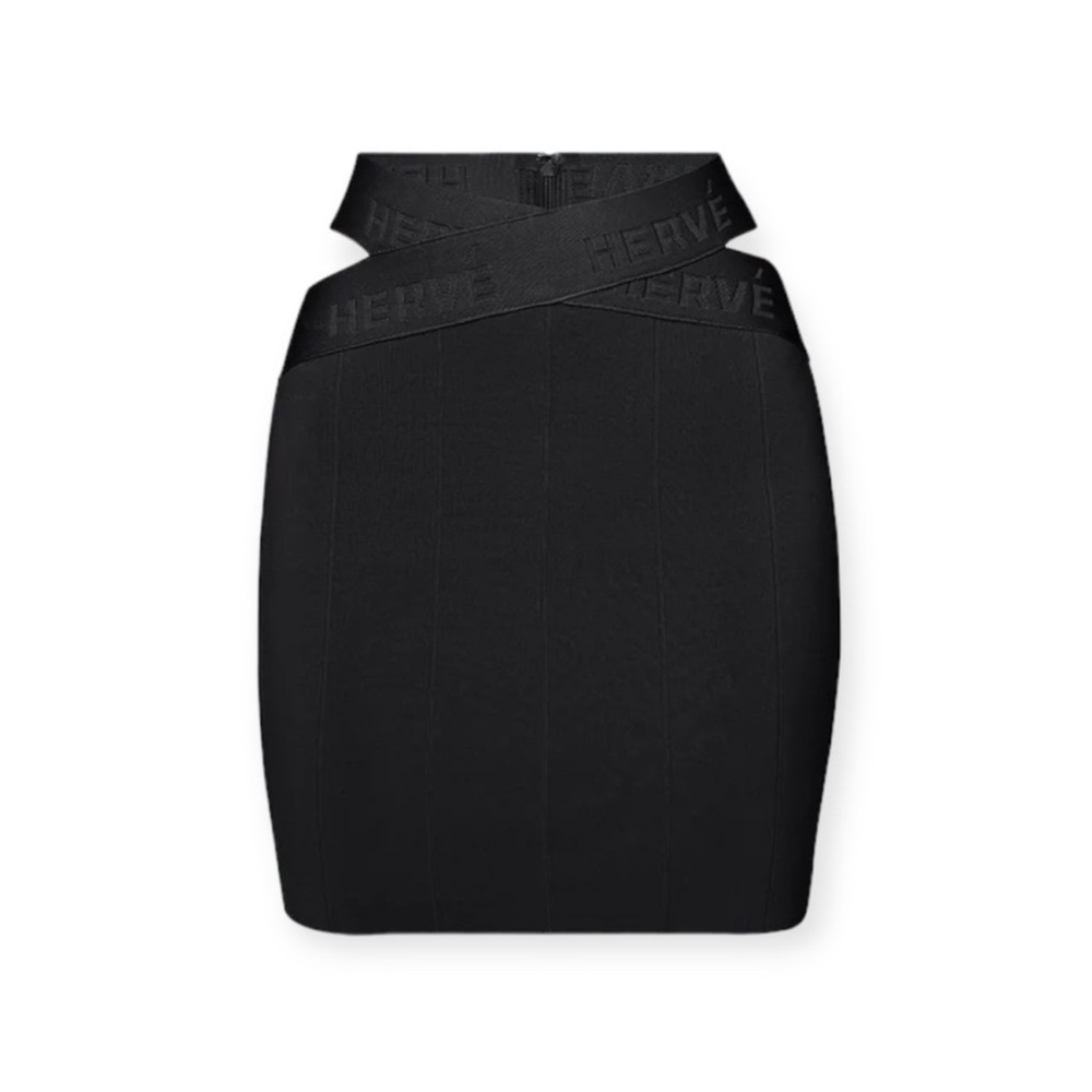 Herve Leger Elegant Black Bandage Pencil Skirt